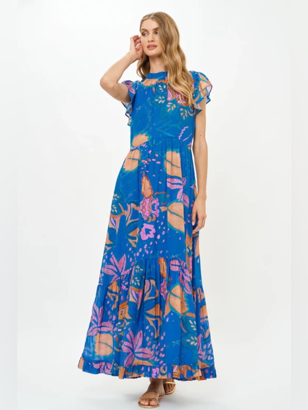 Oliphant MOCK NECK FLUTTER MAXI- ANTICO BLUE New SzXL - Picture 5 of 11